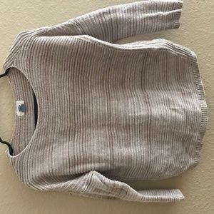 Tan Brown Knit Quarter Sleeve Sweater
